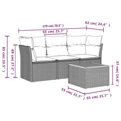 Vrtna garnitura - 4-dijelni set vrtnih sofa od poliratana s jastucima crni - Crna i krem 1 Cijena