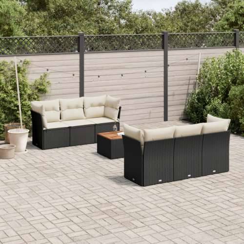 Vrtna garnitura - 7-dijelni set vrtnih sofa od poliratana s jastucima crni - Crna 1 Cijena