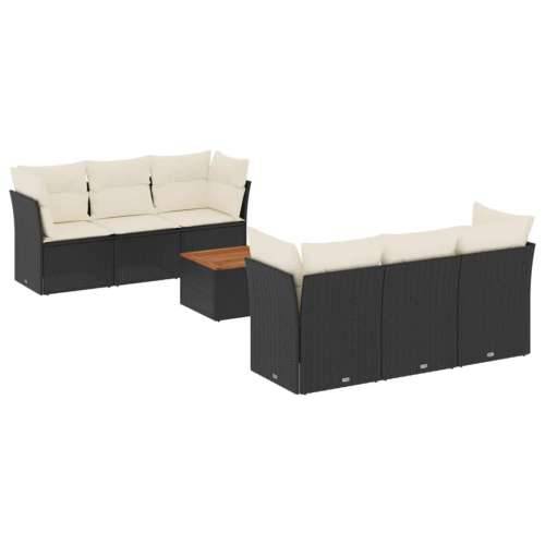 Vrtna garnitura - 7-dijelni set vrtnih sofa od poliratana s jastucima crni - Crna 1 Cijena