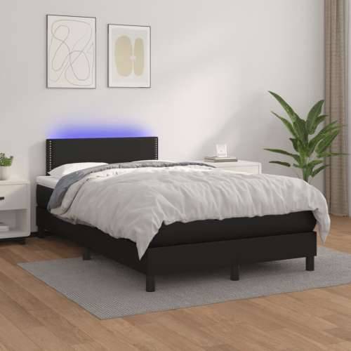 Krevet box spring s madracem LED crni 120 x 190 cm umjetna koža - Crna 120 x 190 cm Obično s čavlima Cijena