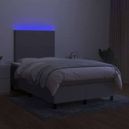 Krevet s oprugama i madracem LED svjetlosivi 120x190 cm tkanina - Svjetlosiva 120 x 190 cm Gladak dizajn Cijena