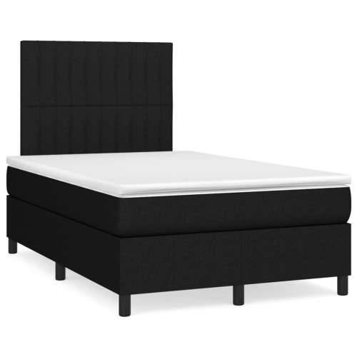 Krevet box spring s madracem LED crni 120 x 190 cm od tkanine - Crna 120 x 190 cm Okomite pruge Cijena