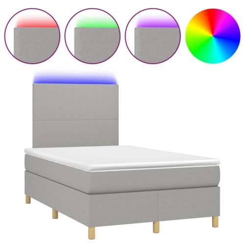 Krevet s oprugama i madracem LED svjetlosivi 120x190 cm tkanina - Svjetlosiva 120 x 190 cm Gladak dizajn Cijena
