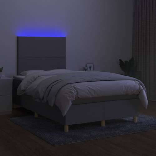 Krevet s oprugama i madracem LED svjetlosivi 120x190 cm tkanina - Svjetlosiva 120 x 190 cm Gladak dizajn Cijena