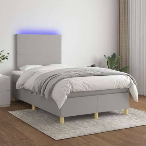 Krevet s oprugama i madracem LED svjetlosivi 120x190 cm tkanina - Svjetlosiva 120 x 190 cm Gladak dizajn Cijena