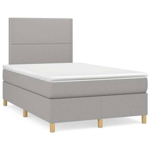 Krevet s oprugama i madracem LED svjetlosivi 120x190 cm tkanina - Svjetlosiva 120 x 190 cm Obično s čavlima Cijena