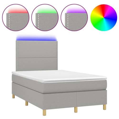 Krevet s oprugama i madracem LED svjetlosivi 120x190 cm tkanina - Svjetlosiva 120 x 190 cm Obično s čavlima Cijena