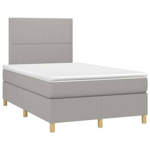 Krevet s oprugama i madracem LED svjetlosivi 120x190 cm tkanina - Svjetlosiva 120 x 190 cm Obično s čavlima Cijena