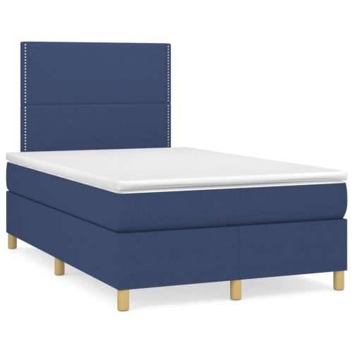 Krevet s oprugama i madracem LED plavi 120 x 190 cm od tkanine - Plava 120 x 190 cm Obično s čavlima Cijena