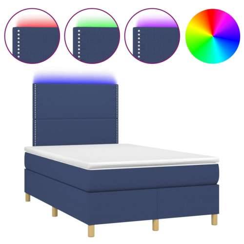 Krevet s oprugama i madracem LED plavi 120 x 190 cm od tkanine - Plava 120 x 190 cm Obično s čavlima Cijena