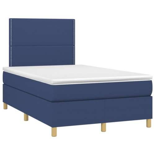 Krevet s oprugama i madracem LED plavi 120 x 190 cm od tkanine - Plava 120 x 190 cm Obično s čavlima Cijena