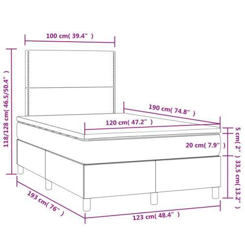 Krevet s oprugama i madracem LED plavi 120 x 190 cm od tkanine - Plava 120 x 190 cm Obično s čavlima Cijena