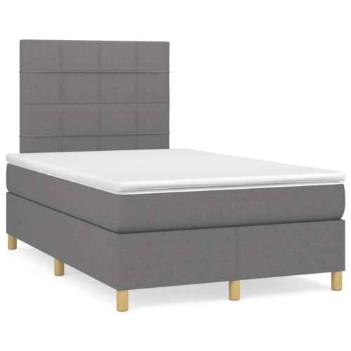 Krevet box spring s madracem LED tamnosivi 120 x 190 cm tkanina - Tamno siva 120 x 190 cm Blok s kvadratima Cijena