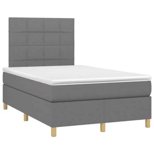 Krevet box spring s madracem LED tamnosivi 120 x 190 cm tkanina - Tamno siva 120 x 190 cm Blok s kvadratima Cijena