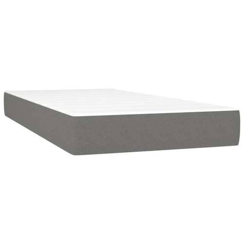 Krevet box spring s madracem LED tamnosivi 120 x 190 cm tkanina - Tamno siva 120 x 190 cm Blok s kvadratima Cijena