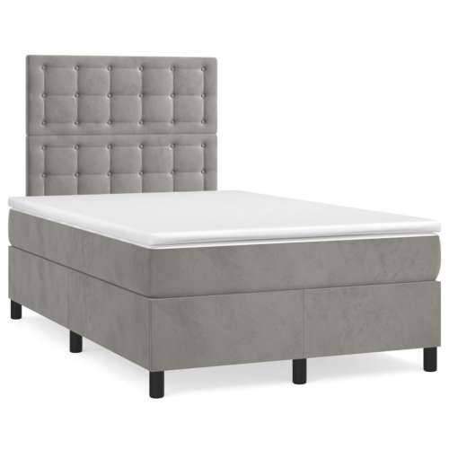 Krevet box spring s madracem LED svjetlosivi 120x190 cm tkanina - Svjetlosiva 120 x 190 cm gumbi Cijena