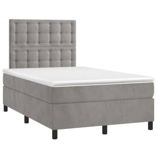 Krevet box spring s madracem LED svjetlosivi 120x190 cm tkanina - Svjetlosiva 120 x 190 cm gumbi Cijena
