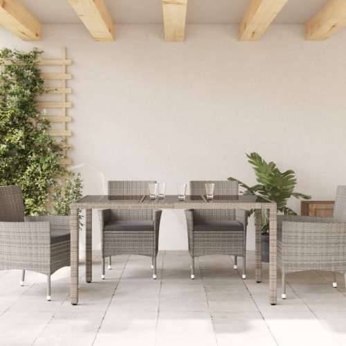 Vrtni stol sa staklenom pločom sivi 150x90x75 cm od poliratana - Siva 1 Cijena