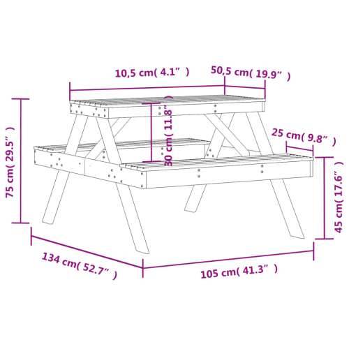 Stol za piknik 105 x 134 x 75 cm od impregnirane borovine - Prirodno impregnirano 1 Cijena