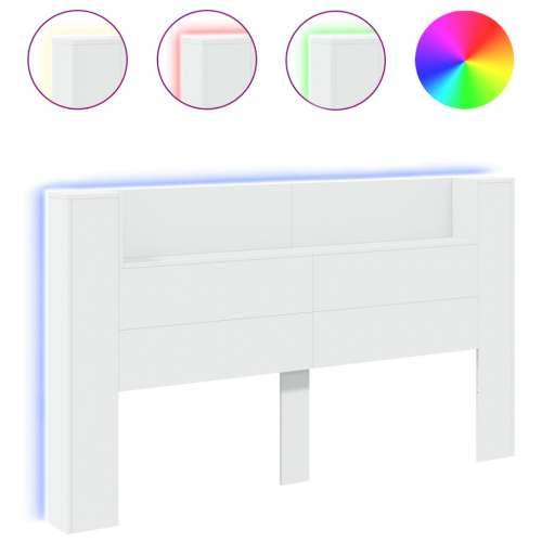 Ormarić za uzglavlje s LED svjetlima bijeli 180x16,5x103,5 cm - Bijela 180 x 16.5 x 103.5 cm 1 Cijena