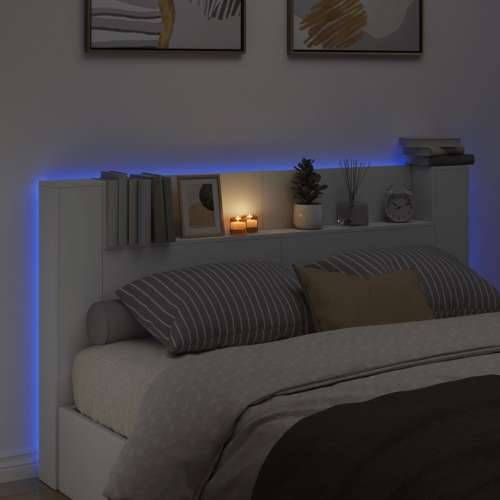 Ormarić za uzglavlje s LED svjetlima bijeli 180x16,5x103,5 cm - Bijela 180 x 16.5 x 103.5 cm 1 Cijena