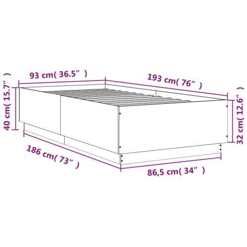 Okvir za krevet boja hrasta 90 x 190 cm od konstruiranog drva - sonoma hrast 90 x 190 cm Cijena
