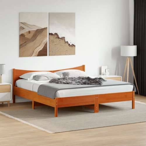 Okvir kreveta bez madraca voštano smeđi 200x200 cm od borovine - Voštano smeđa 200 x 200 cm Cijena