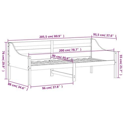 Dnevni krevet bez madraca bijeli 90 x 200 cm masivna borovina - Bijela 90 x 200 cm Cijena
