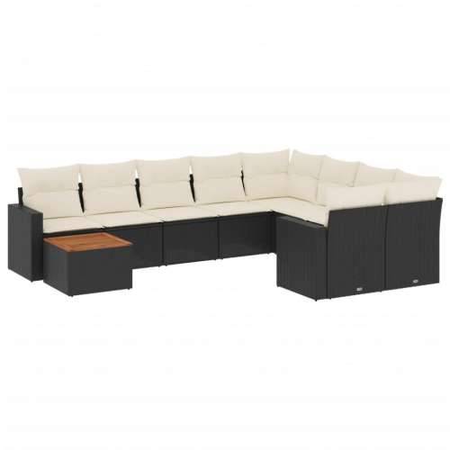 Vrtna garnitura - 10-dijelni set vrtnih sofa s jastucima crni od poliratana - Crna i krem stol + 5x srednja + 2x kutna 1 Cijena