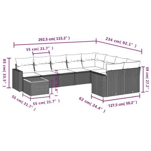 Vrtna garnitura - 10-dijelni set vrtnih sofa s jastucima crni od poliratana - Crna i krem stol + 5x srednja + 2x kutna 1 Cijena