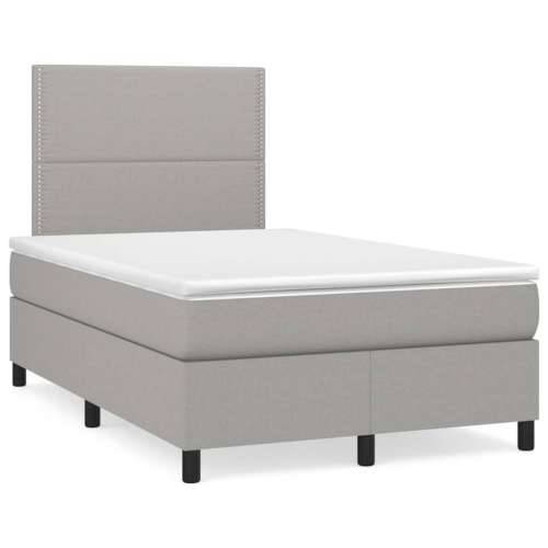 Krevet s oprugama i madracem LED svjetlosivi 120x190 cm tkanina - Svjetlosiva 120 x 190 cm Obično s čavlima Cijena