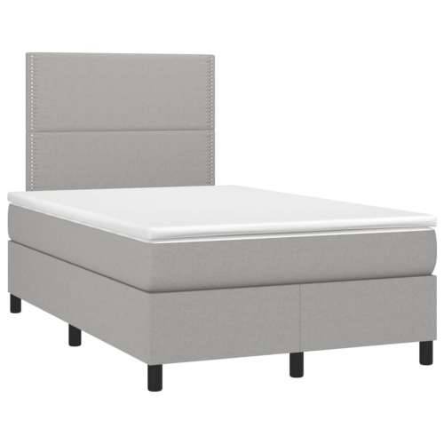 Krevet s oprugama i madracem LED svjetlosivi 120x190 cm tkanina - Svjetlosiva 120 x 190 cm Obično s čavlima Cijena