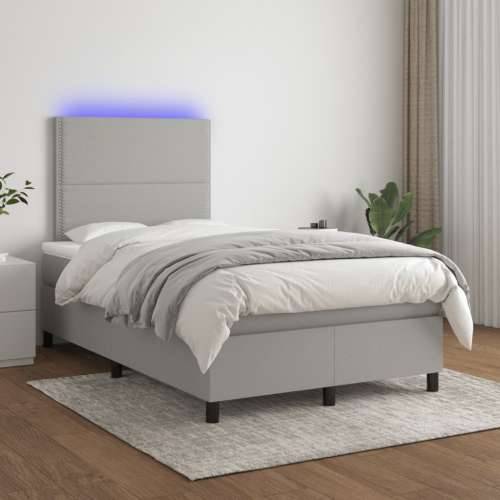 Krevet s oprugama i madracem LED svjetlosivi 120x190 cm tkanina - Svjetlosiva 120 x 190 cm Obično s čavlima Cijena