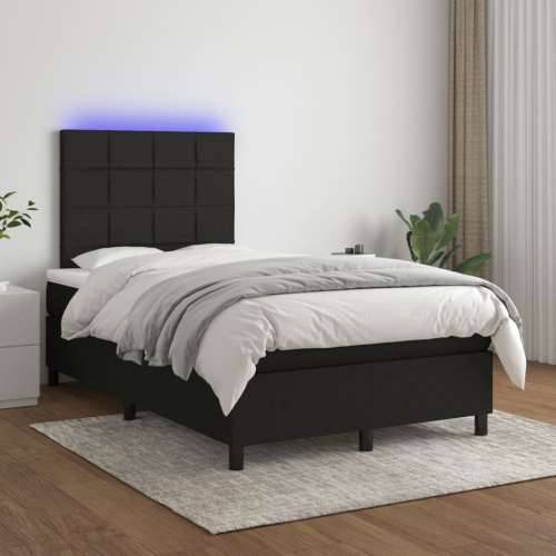 Krevet box spring s madracem LED crni 120 x 190 cm od tkanine - Crna 120 x 190 cm Blok s kvadratima Cijena