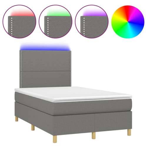 Krevet box spring s madracem LED tamnosivi 120 x 190 cm tkanina - Tamno siva 120 x 190 cm Obično s čavlima Cijena