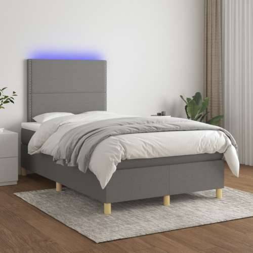 Krevet box spring s madracem LED tamnosivi 120 x 190 cm tkanina - Tamno siva 120 x 190 cm Obično s čavlima Cijena