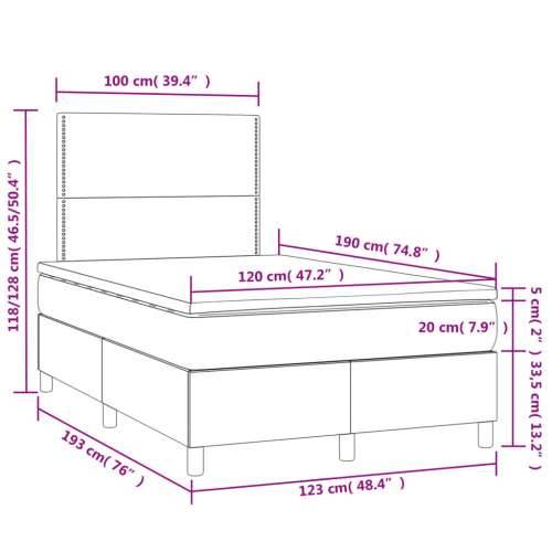 Krevet box spring s madracem LED tamnosivi 120 x 190 cm tkanina - Tamno siva 120 x 190 cm Obično s čavlima Cijena