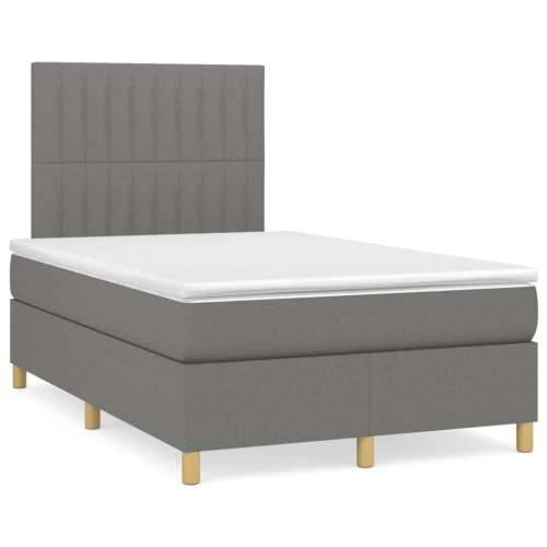 Krevet box spring s madracem LED tamnosivi 120 x 190 cm tkanina - Tamno siva 120 x 190 cm Okomite pruge Cijena