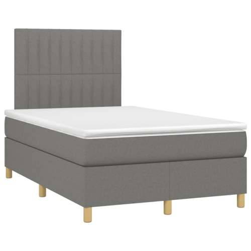Krevet box spring s madracem LED tamnosivi 120 x 190 cm tkanina - Tamno siva 120 x 190 cm Okomite pruge Cijena