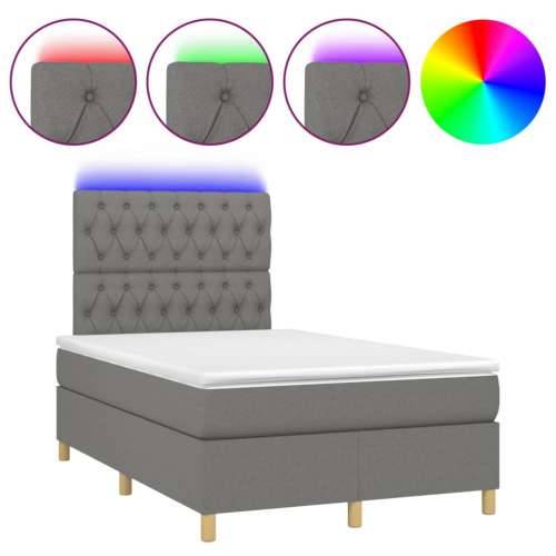 Krevet box spring s madracem LED tamnosivi 120 x 190 cm tkanina - Tamno siva 120 x 190 cm Dizajn s gumbima Cijena