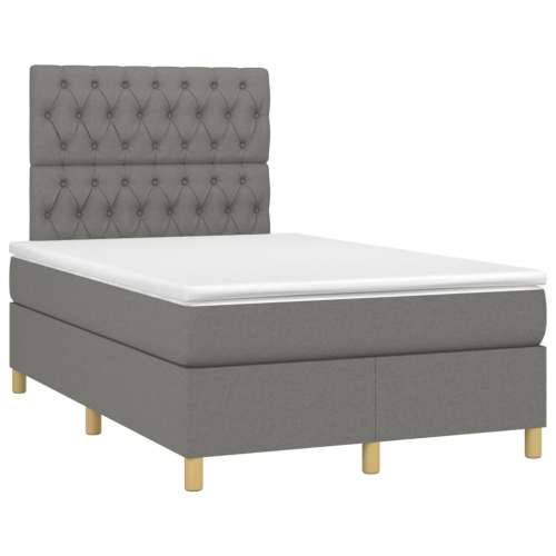 Krevet box spring s madracem LED tamnosivi 120 x 190 cm tkanina - Tamno siva 120 x 190 cm Dizajn s gumbima Cijena