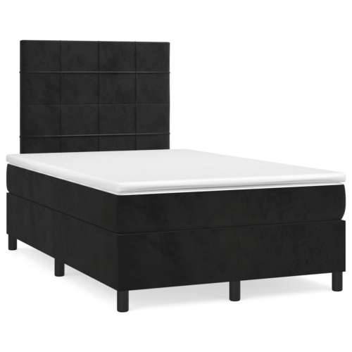 Krevet box spring s madracem LED crni 120 x 190 cm baršunasti - Crna 120 x 190 cm Blok s kvadratima Cijena