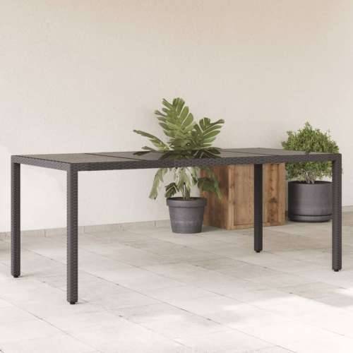 Vrtni stol sa staklenom pločom crni 190x90x75 cm od poliratana - Crna 1 Cijena