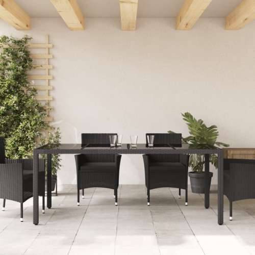 Vrtni stol sa staklenom pločom crni 190x90x75 cm od poliratana - Crna 1 Cijena