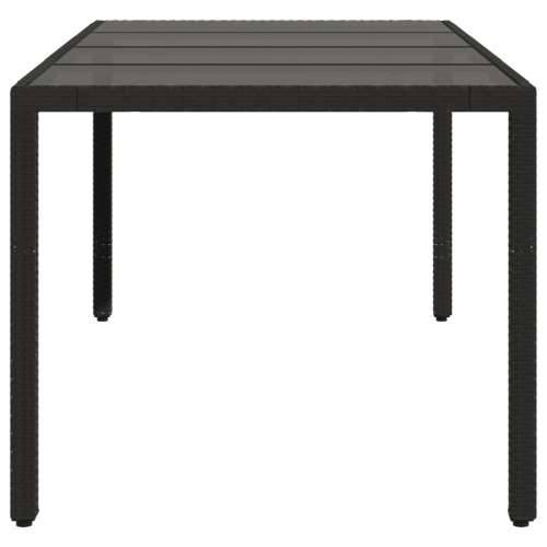 Vrtni stol sa staklenom pločom crni 190x90x75 cm od poliratana - Crna 1 Cijena