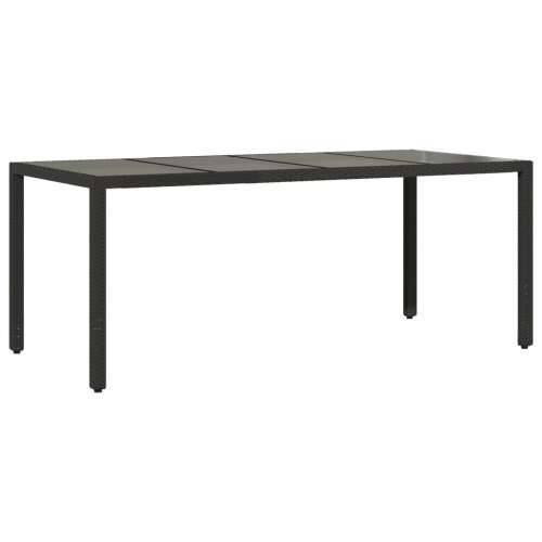 Vrtni stol sa staklenom pločom crni 190x90x75 cm od poliratana - Crna 1 Cijena