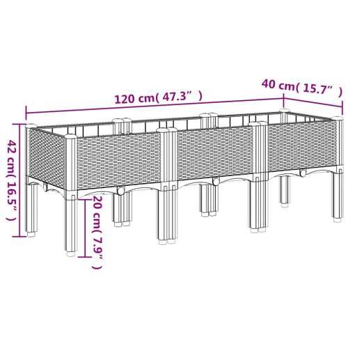 Vrtna sadilica s nogama plava siva 120 x 40 x 42 cm PP - Plavo-siva 120 x 40 x 42 cm 1 Cijena
