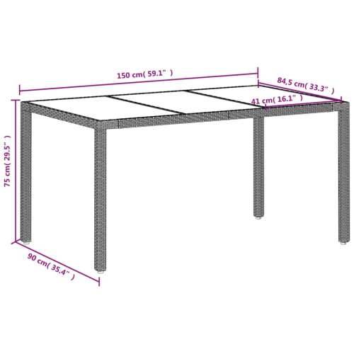 Vrtni stol sa staklenom pločom sivi 150x90x75 cm od poliratana Svjetlosiva 1 Cijena