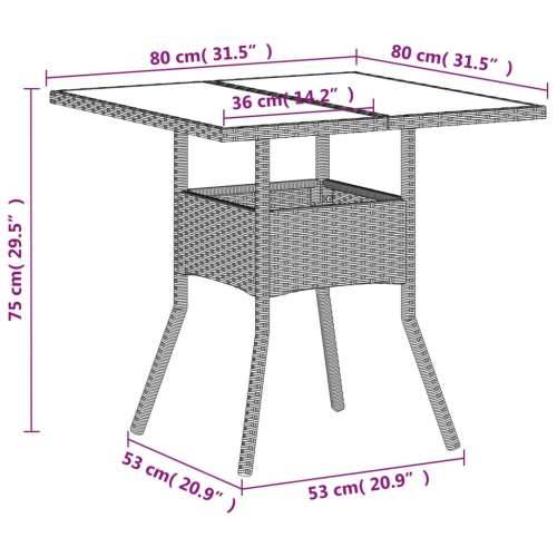 Vrtni stol sa staklenom pločom sivi 80 x 80 x 75 cm poliratan - Svjetlosiva 1 Stakl Cijena