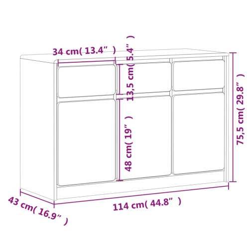 Komoda SAUDA boja hrasta 114 x 43 x 75,5 cm od masivne borovine Cijena